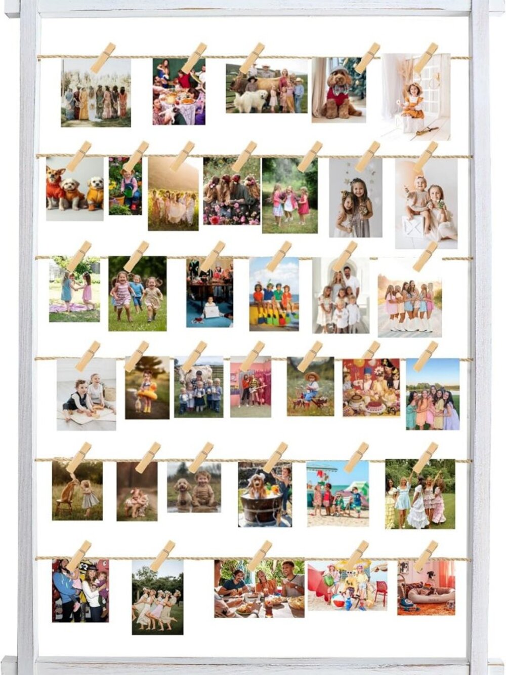 39-Inch Collage Photo Frame with Clips - Wall Decor for Weddings, Graduations